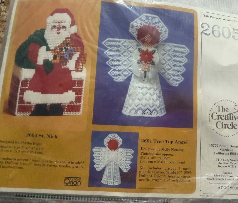 Vintage Creative Circle St Nick Santa Plastic Canvas Needlepoint Kit 2605 Christ